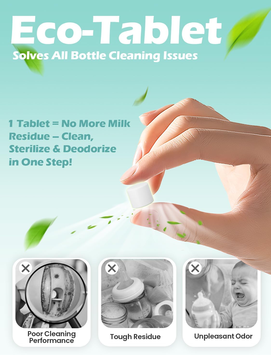 150PCS Official Detergent Cleaning Tablets: for Baby Brezza Grownsy Papablic Momfann Bottle Washer - Baby Bottle Washer Tablets for All Brands Bottles Washers Machines