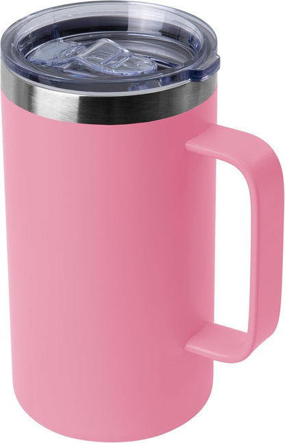 DOMICARE 24oz Mug with Handle and Lid, Stainless Steel Coffee Mug, Reusable Insulated Cup, Travel Mug with Handle, Double Wall Vacuum Coffee Tumbler for Men and Women, Black, Pack 1