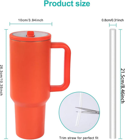 40 oz Insulated Tumbler with Handle,Flip Straw,Lid & Rubber Base Stainless Steel Water Bottle - Leak Proof Vacuum Insulated Mug BPA Free Reusable Travel Cup Gifts for Women/Men (light blue)
