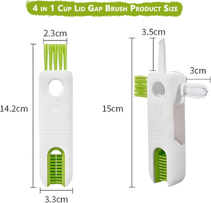 4-in-1 Cup Lid Cleaning Brush – Universal Tumbler Insulated Bottle Brush, 360° Rotating Head with Seal Ring Remover for Wide-Mouth Tumblers
