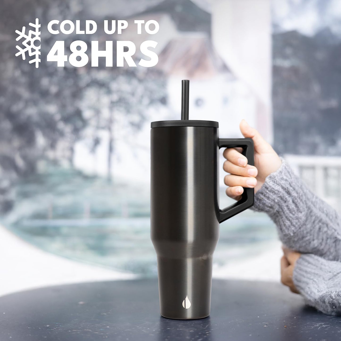 Elemental 32 oz 100% Leak Proof Tumbler with Handle & Straw - Stainless Steel Double Wall Insulated Tumbler for Hot and Cold Beverages - Travel Coffee Mug with Sip & Straw Lid - White - Colors B