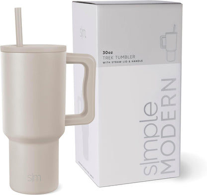 Simple Modern 40 oz Trek Tumbler with Handle and Straw Lid | Cup Holder Friendly Insulated Stainless Steel Travel Mug | Sea Glass Sage - Colors B