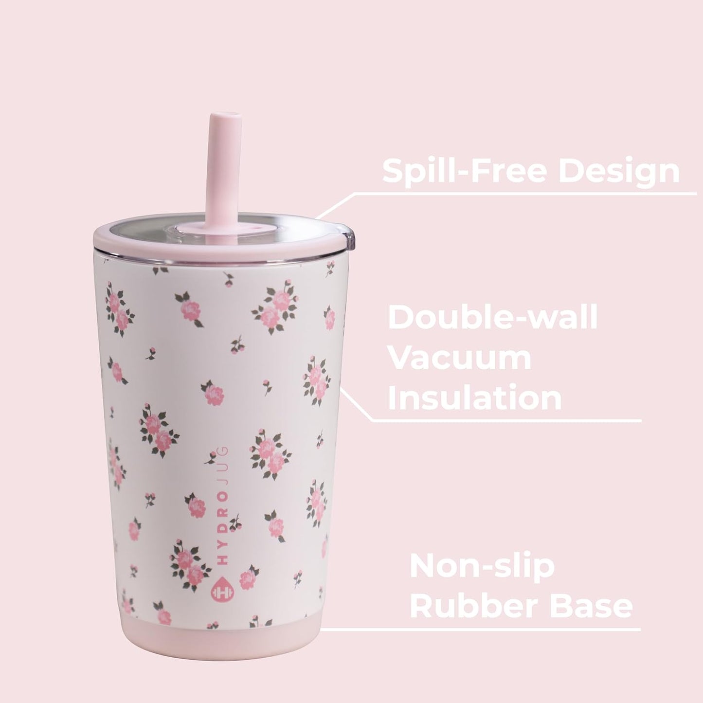 HydroJug Everyday Tumbler 20 oz – Ceramic-Lined Insulated Tumbler with Straw and Soft-Touch Lid, Cup Holder Friendly, Double-Wall Vacuum Insulation, Reusable Travel Cup – Rodeo
