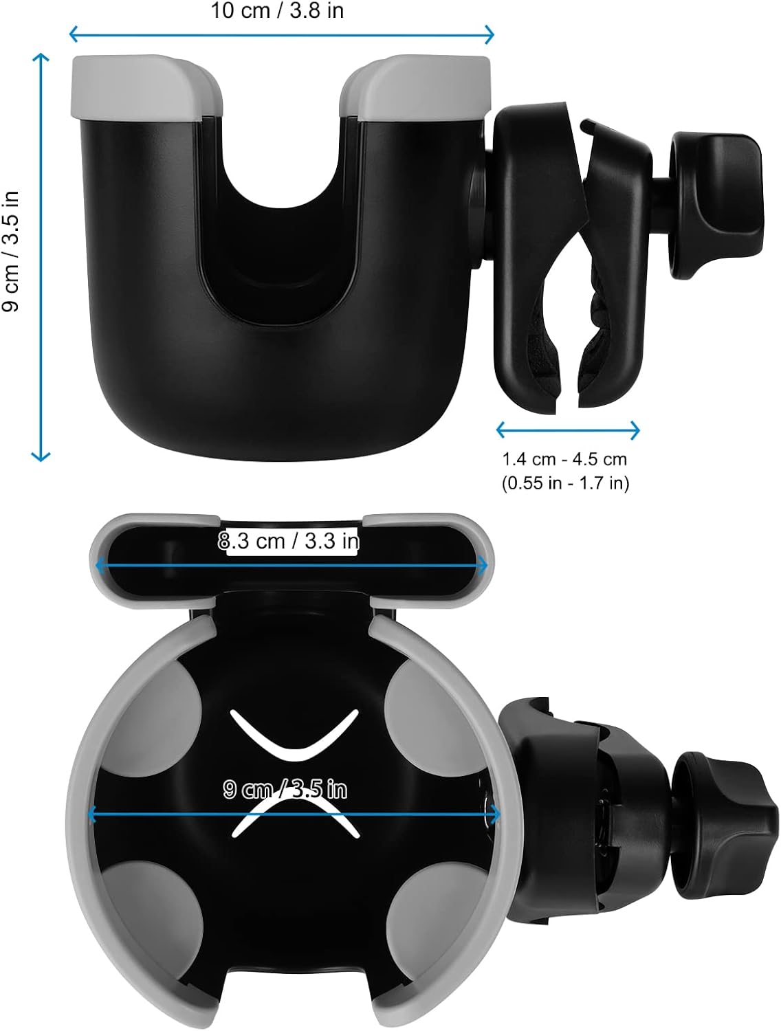 Accmor Stroller Cup Holder with Phone Holder, Bike Cup Holder, Universal Cup Holder for Uppababy Nuna Doona Strollers, 2-in-1 Cup Holder for Walker, Wheelchair, Scooter - Colors A