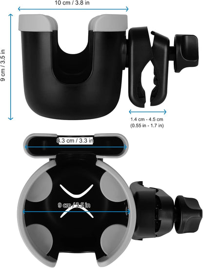 Accmor Stroller Cup Holder with Phone Holder, Bike Cup Holder, Universal Cup Holder for Uppababy Nuna Doona Strollers, 2-in-1 Cup Holder for Walker, Wheelchair, Scooter - Colors A