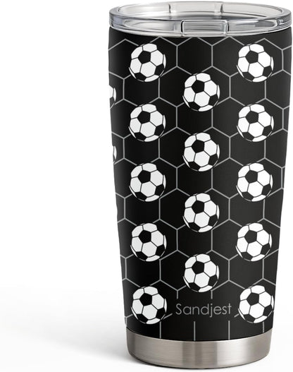 SANDJEST Pickleball Tumbler 20oz, Stainless Steel Travel Cup with Lid, Insulated Coffee Mug, Pickleballs Gifts for Women Girls Friends Sisters Players on Birthday Christmas