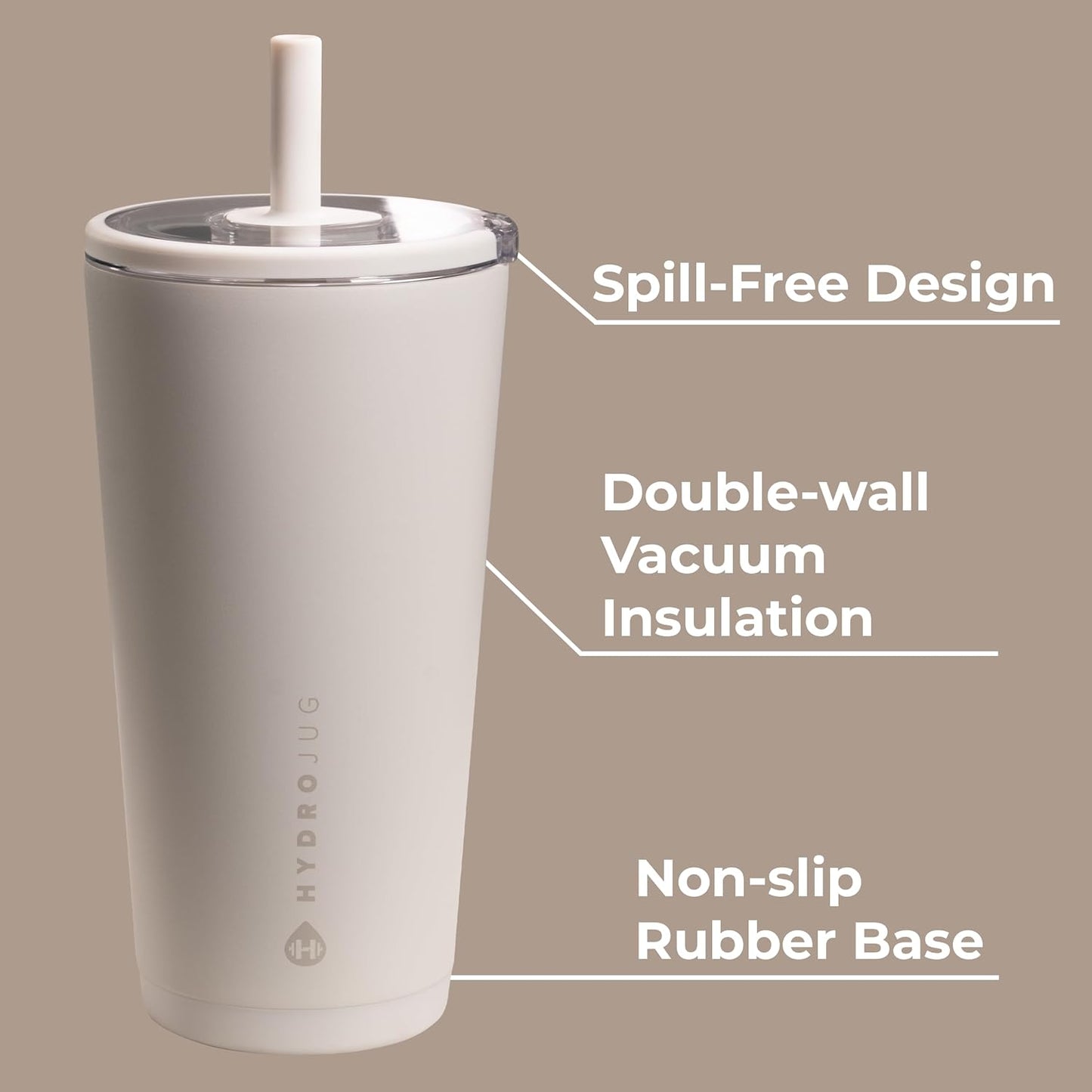 HydroJug Everyday Tumbler 20 oz – Ceramic-Lined Insulated Tumbler with Straw and Soft-Touch Lid, Cup Holder Friendly, Double-Wall Vacuum Insulation, Reusable Travel Cup – Rodeo