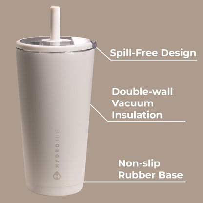 HydroJug Everyday Tumbler 20 oz – Ceramic-Lined Insulated Tumbler with Straw and Soft-Touch Lid, Cup Holder Friendly, Double-Wall Vacuum Insulation, Reusable Travel Cup – Rodeo