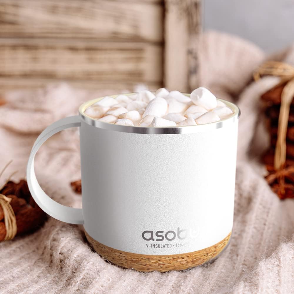 asobu Ultimate Ceramic Travel Mug, 12oz Insulated Stainless Steel Coffee Cup with Handle & Splash-Resistant Lid, Ceramic Lined for Pure Taste, BPA-Free, Double-Wall Vacuum for Hot Drinks