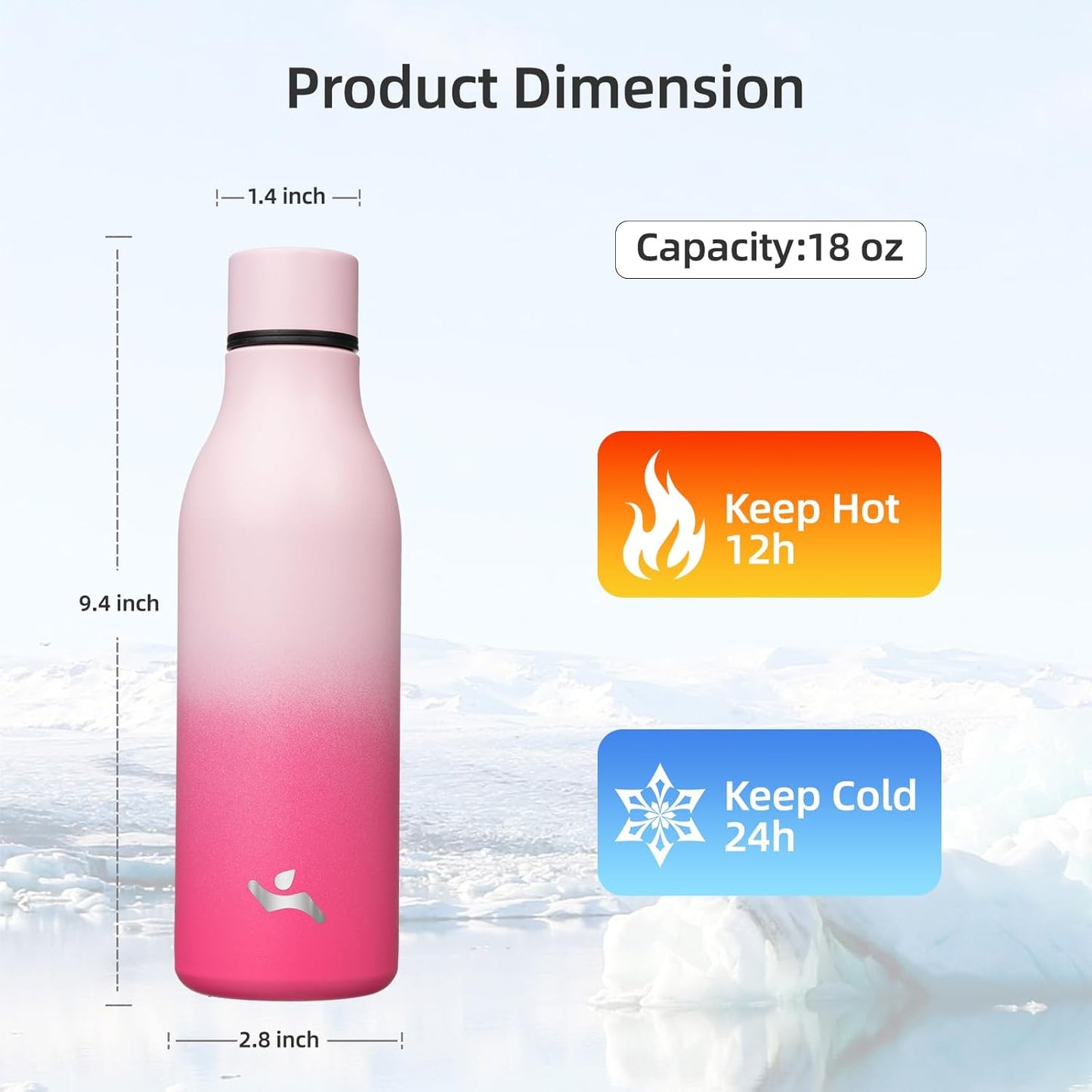 Konokyo Insulated Water Bottle with Strap,18 oz Double Wall Stainless Steel Vacuum Bottles Metal Water Flask,Macaron Green - Colors B