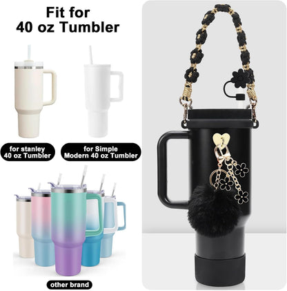 3tyto 13 Pcs Stanley Cup Accessories Set Including Water Bottle Handle Strap, Siliocne Stanley Cup Boot, Siliocne Straw Cover, Stanley Charms for Stanleys Cup 40oz & 30oz Tumbler