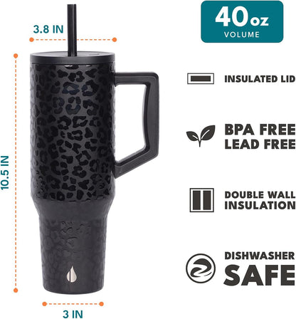 Elemental 32 oz 100% Leak Proof Tumbler with Handle & Straw - Stainless Steel Double Wall Insulated Tumbler for Hot and Cold Beverages - Travel Coffee Mug with Sip & Straw Lid - White - Colors B