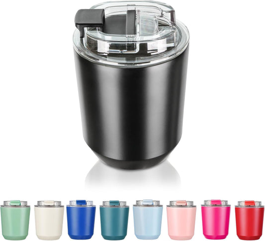 Puraville Insulated Tumblers with Lid, 14 oz Travel Coffee Mug Stainless Steel Vacuum Cup, Leak Proof Reusable Double Walled Coffee Tumbler for Iced and Hot Drinks, Cream