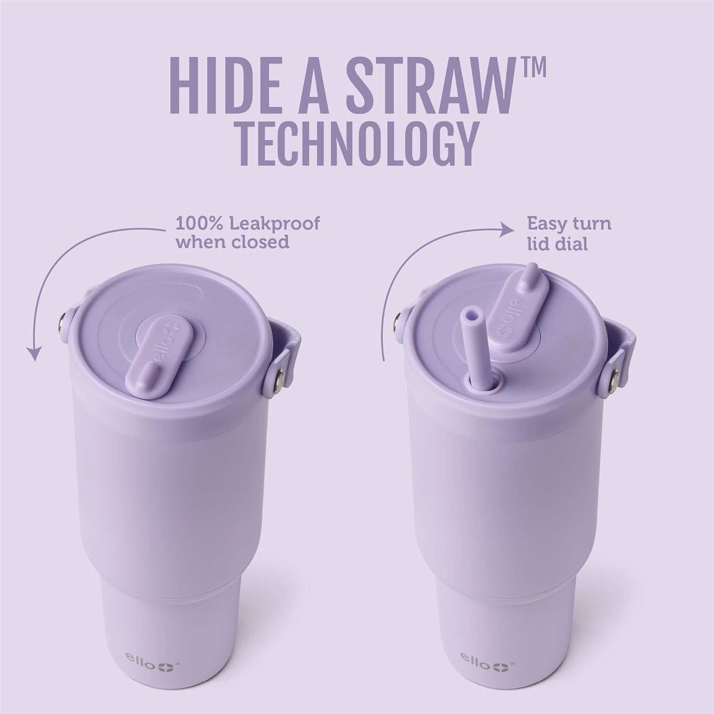 Ello Oasis Go+ 26oz Tumbler with Top Handle and Retracting Straw | Reusable Insulated Stainless Steel Cup, 100% Leakproof Water Bottle, 24 Hours Cold, Cup Holder Friendly For Travel | Wild Rasberry