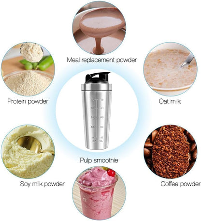 Protein Shaker Bottle 750ml, Stainless Steel Protein Shaker Cup, Gym Shaker Bottle, Protein Mixer Shaker Supplement Bottle with Mixball, Leak Proof Metal Sports Water Bottle for Men&Women