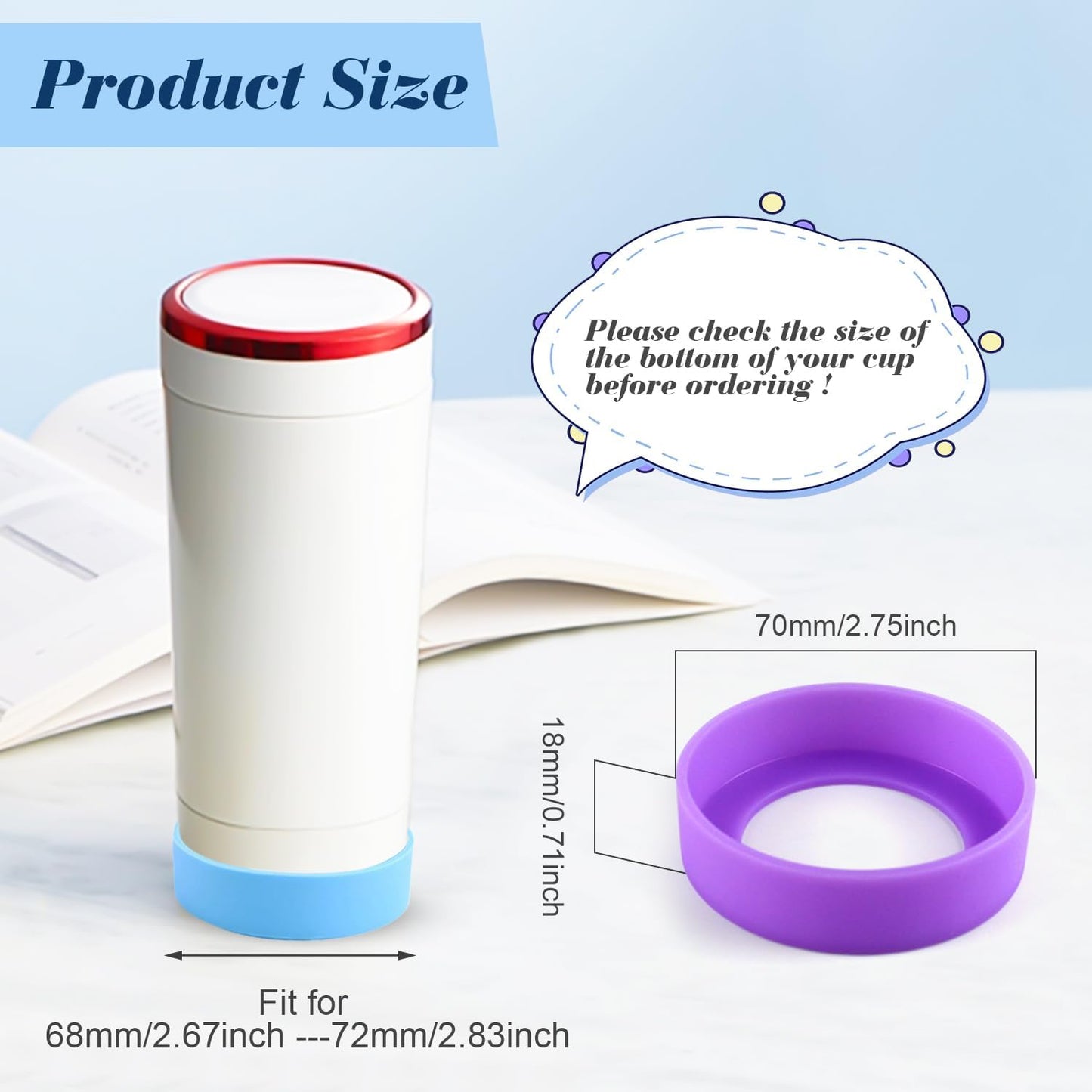20 Pcs 70mm Protective Cup Mat Silicone Sleeve Water Bottle Protective Mat Heat Resistant Non Slip Mug Coasters for Mug Cup Bottle Accessories - Multicolor
