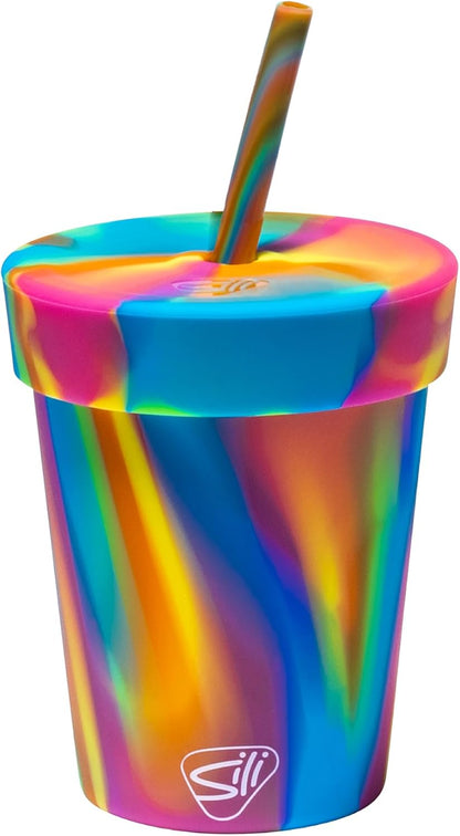 Silipint 8oz Silicone Tumbler with Straw and Lid – Unbreakable, BPA Free, Non-Toxic, Dishwasher, Microwave, Freezer Safe Tumbler Cup – Drinkware for Juice, Smoothies, Coffee (Cool Berry Crush)