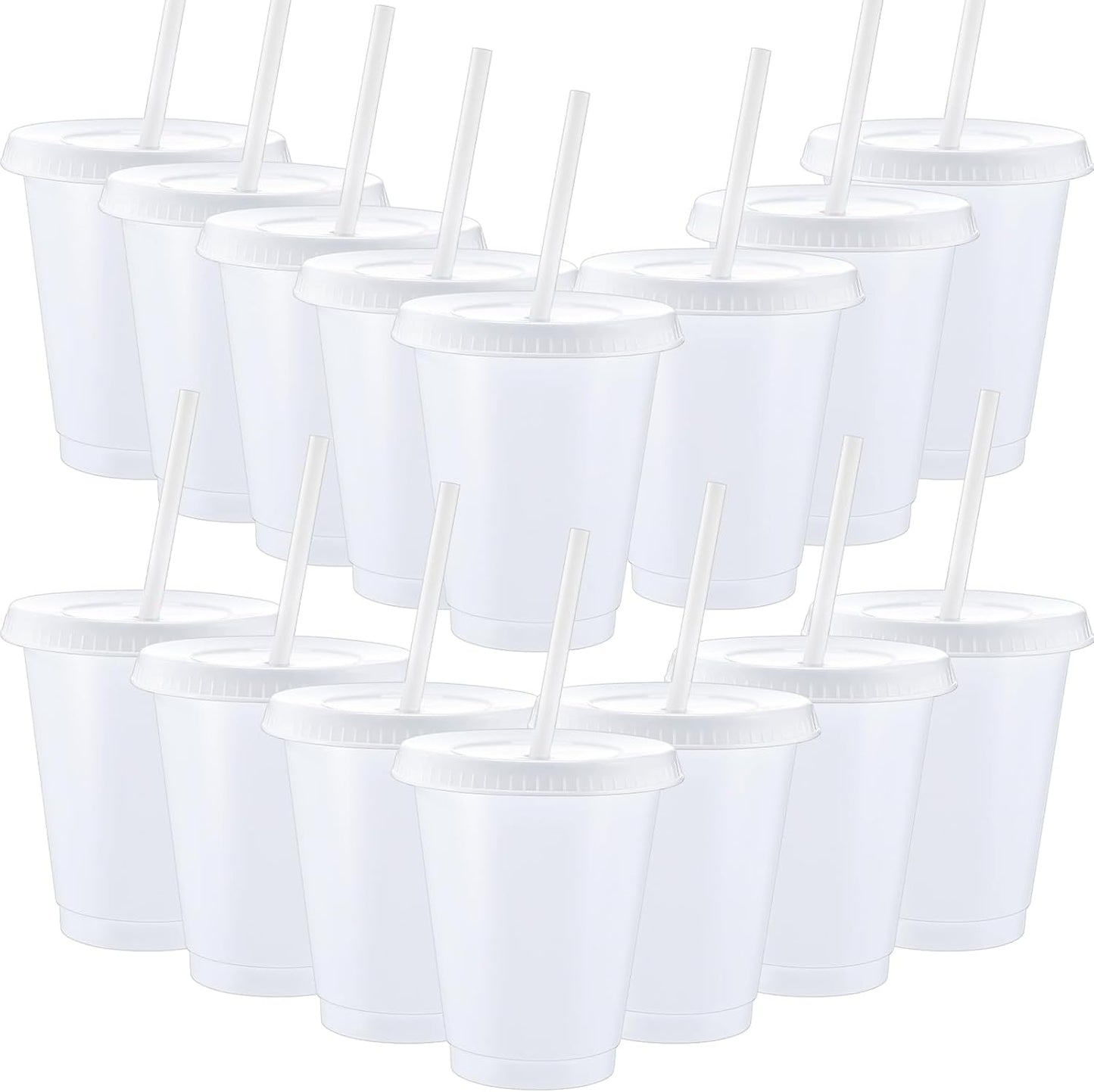 Sieral 30 Pack Cups with Lids and Straws Kids Tumbler with Straw Reusable Water Bottle Iced Coffee Travel Mug Adults Plastic Cups for Parties 16 oz (Candy Colors)