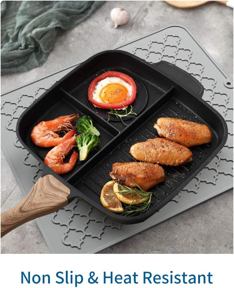 AMOAMI-Dish Drying Mats for Kitchen Counter-Silicone Dish Drying Mat-Kitchen Dish Drying Pad Heat Resistant Mat-Kitchen Gadgets Kitchen Accessories Kitchen Small Appliances(12" x 16", BLACK)