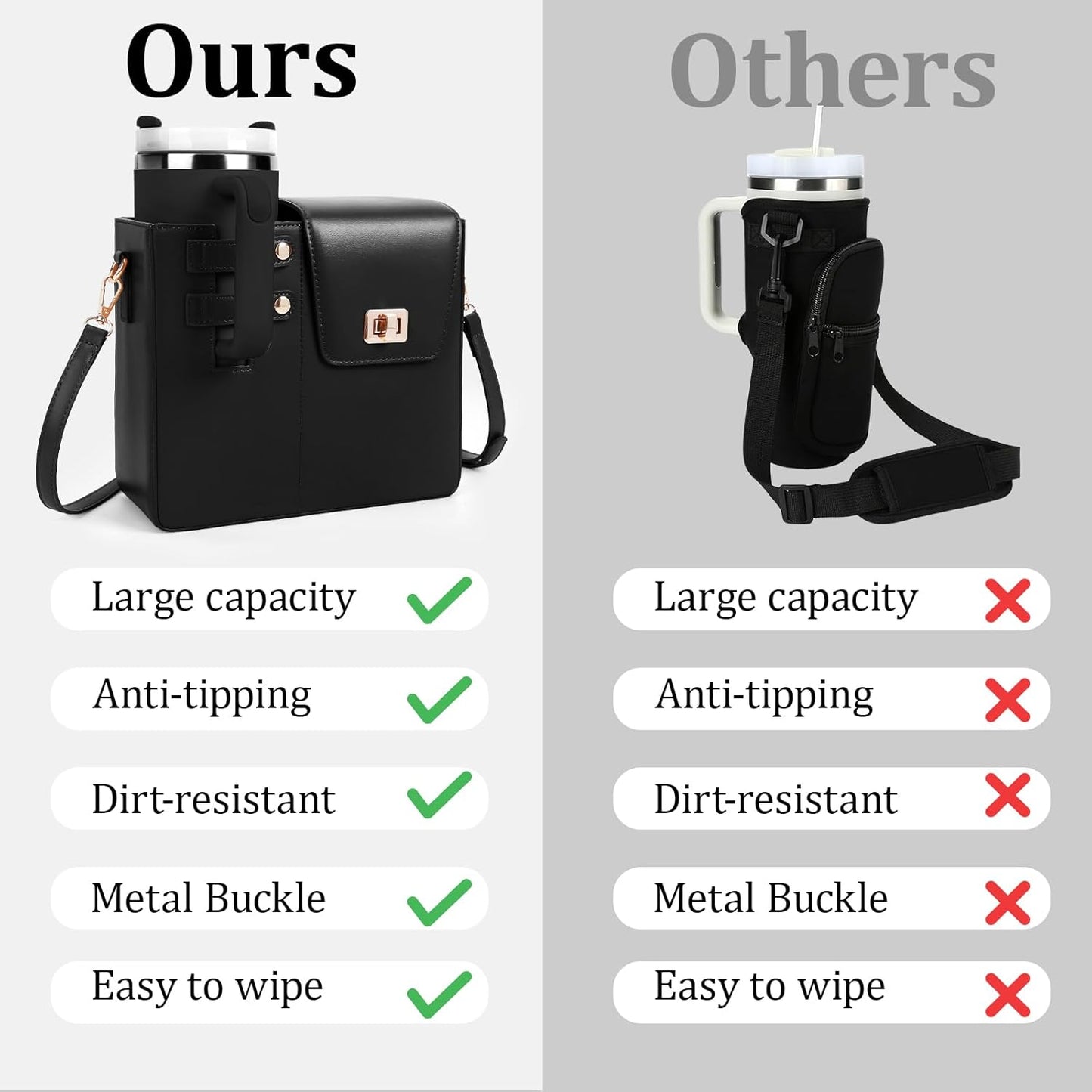 Stanley Purse Cup Holder Bag- Outdoor Portable Crossbody Bag for Stanley Cup Tumbler Purse