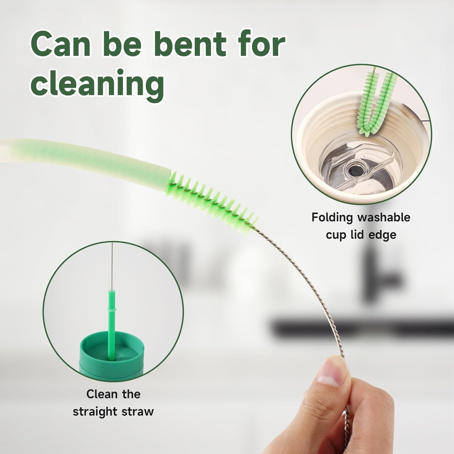 9PCS Reusable Long Colored Straw Cleaner Brush Set 12" Bendable,Capable of Cleaning Various Metal, Silicone, Plastic, Bamboo,Glass Straws Tubes Diameters Ranging from 4-16mm