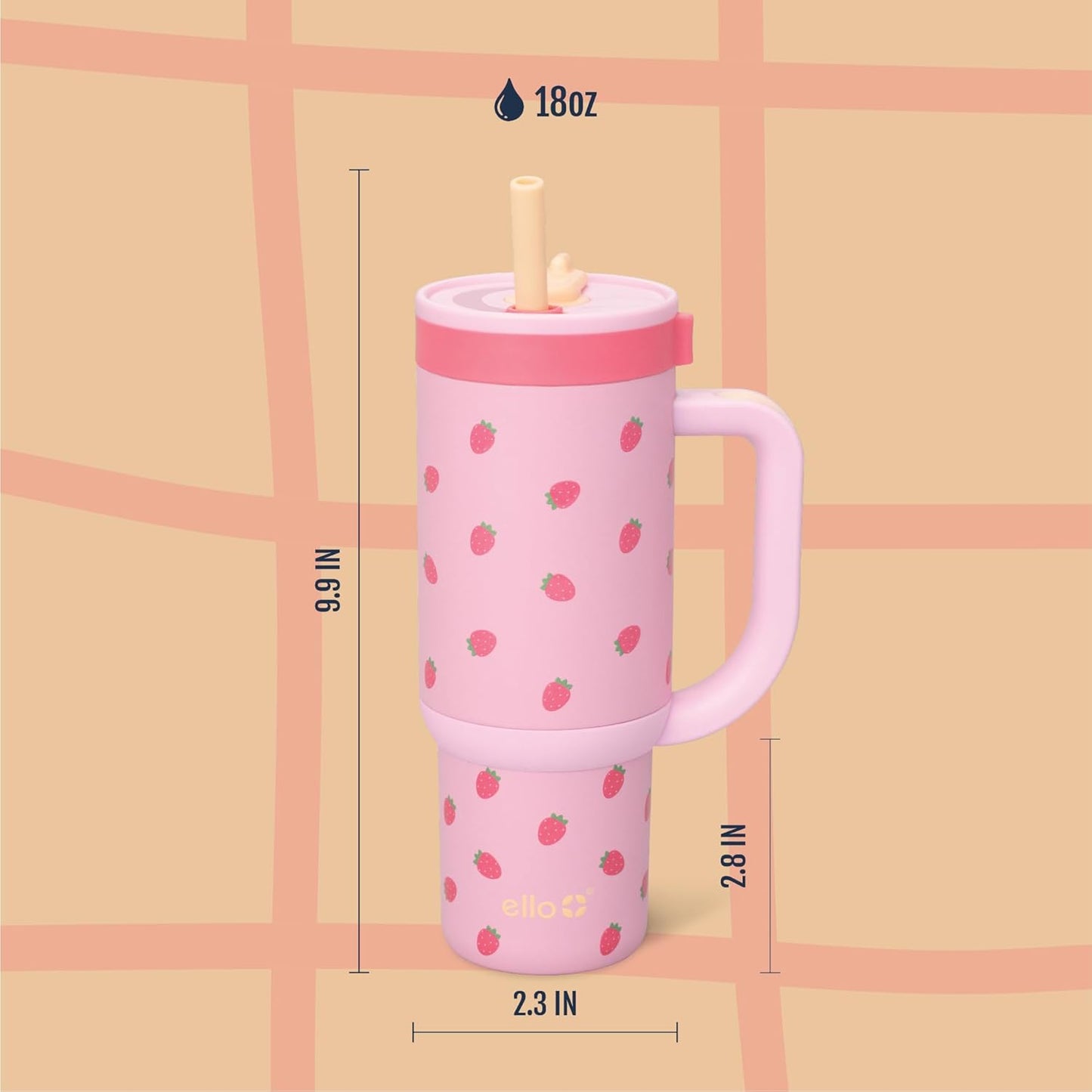 Ello Oasis 18oz Kids Tumbler with Handle & Retracting Straw, 100% Leakproof Reusable Insulated Stainless Steel Cup, Gifts for Teens Girls Boys, Keeps cold for 18 Hours, Cup Holder Friendly, Glacier