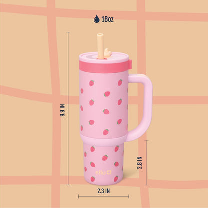 Ello Oasis 18oz Kids Tumbler with Handle & Retracting Straw, 100% Leakproof Reusable Insulated Stainless Steel Cup, Gifts for Teens Girls Boys, Keeps cold for 18 Hours, Cup Holder Friendly, Glacier