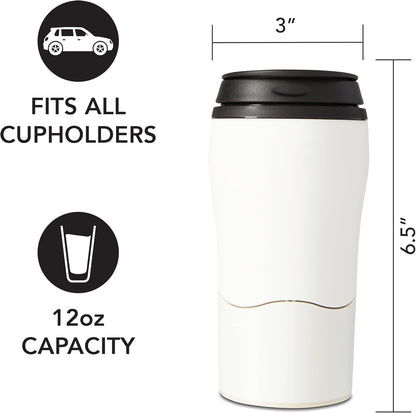 Mighty Mug Plastic Travel Mug, No Spill Double Wall Tumbler, Cold/Hot, Cup-Holder Friendly, Dishwasher Safe, (Cream, 12oz)