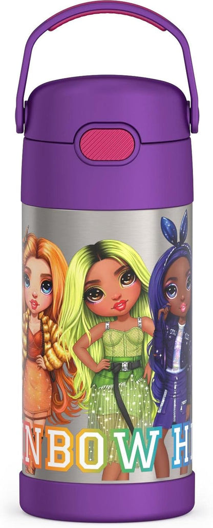 THERMOS FUNTAINER Water Bottle with Straw - 12 Ounce - Kids Stainless Steel Vacuum Insulated Water Bottle with Lid, Bluey - Colors A