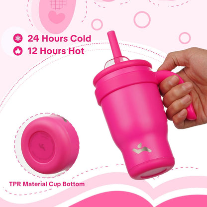 Konokyo 30 oz Tumbler with Side Handle, Insulated Water Bottle with Straw and 2 in 1 Lid, Stainless Steel Cup Travel Coffee Mug for Sports Office Gym,Purple