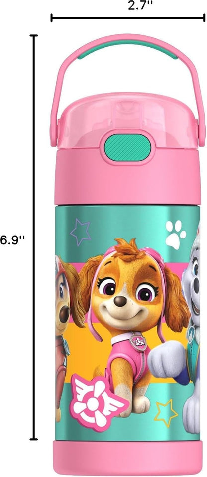 THERMOS FUNTAINER Water Bottle with Straw - 12 Ounce - Kids Stainless Steel Vacuum Insulated Water Bottle with Lid, Bluey - Colors B