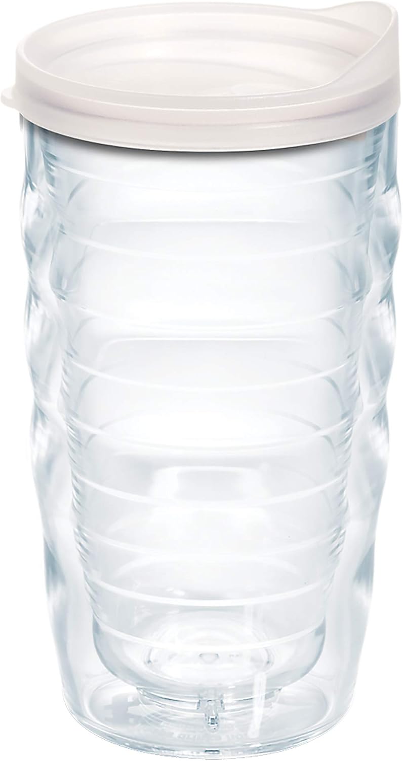 Tervis Clear & Colorful Lidded Made in USA Double Walled Insulated Tumbler Travel Cup Keeps Drinks Cold & Hot, 24oz, Black Lid, 1 Count (Pack of 1)