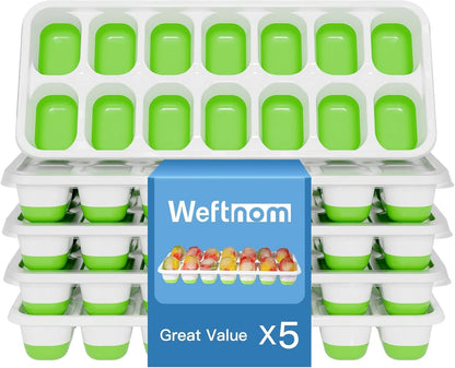 Ice Cube Tray with Lid, 3 Pack Silicone Easy-Release Ice Trays for Freezer, Stackable Ice Cube Molds for Drinks, Cocktails, Whiskey, Coffee - BPA-Free and Odor-Free,Ice Cube Trays for Freezer
