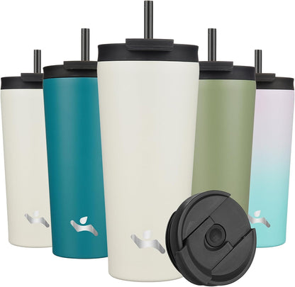 Konokyo 30 OZ Insulated Tumbler with Lid and 2 Straws Stainless Steel Water Bottle Vacuum Travel Mug Coffee Cup,Pastel Sunset