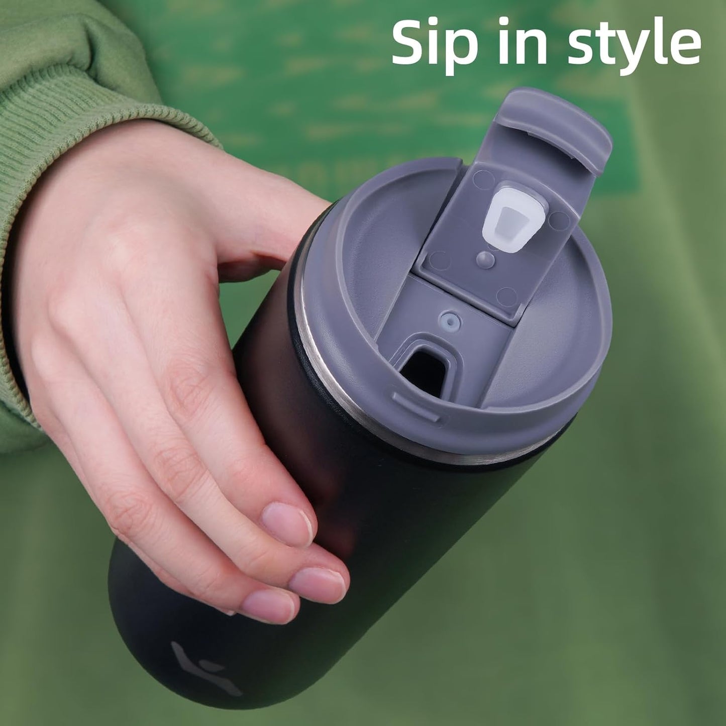 Konokyo Tumbler with Lid, 16 oz Travel Coffee Mug Double Wall Vacuum Stainless Steel Thermal Metal Cup Insulated Water Bottle,Navy Blue