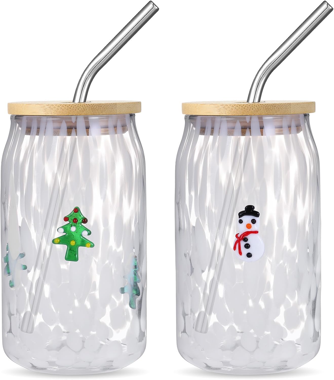 Honeydak 2 Pcs Icon Juice Glass Tumbler with Lid & Straw - 18 oz Cloud and Sun Icon Can Shape Glass Cups Coffee Juice Beer Soda Drinking Cup for Summer Halloween Christmas Party Supplies Gift