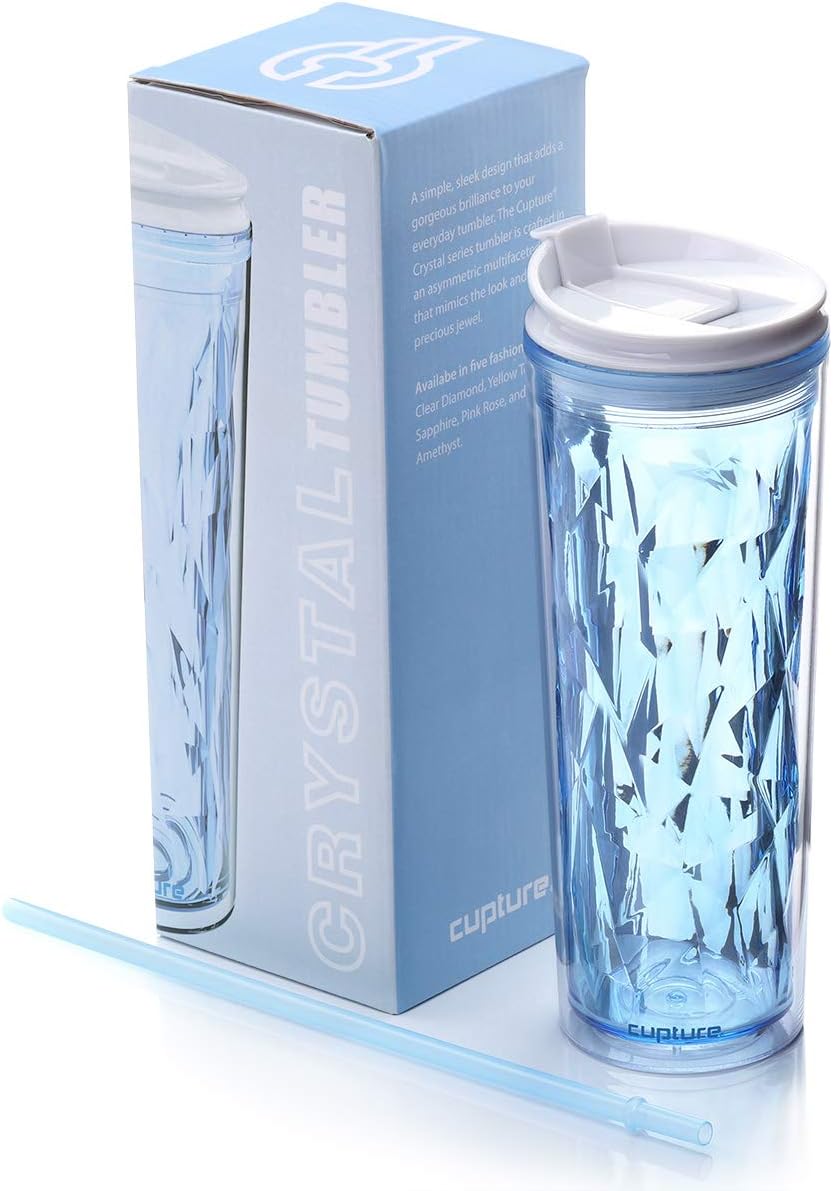 Cupture Crystal Click & Seal Shake Tumbler Cup for Hot or Cold Drinks - 22 oz (Black Diamond)