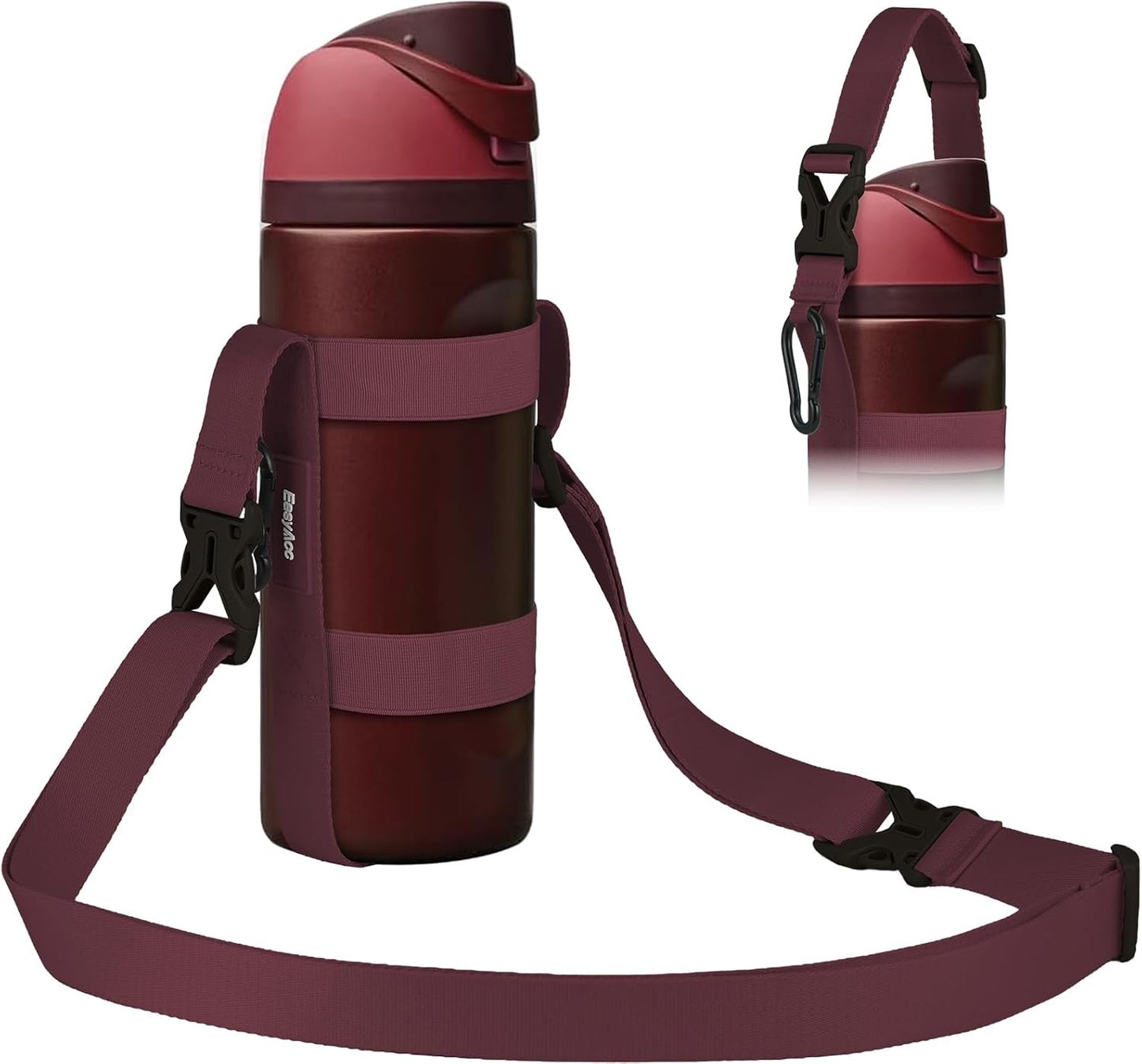 EasyAcc Water Bottle Holder Strap Sling, for Owala FreeSip 24 32 40 oz, Hydro Flask, Cirkul, Yeti, Stanley Flip, Universal Water Bottles, with Carabiner, for Walking Curise Travel (Bottle Excluded)