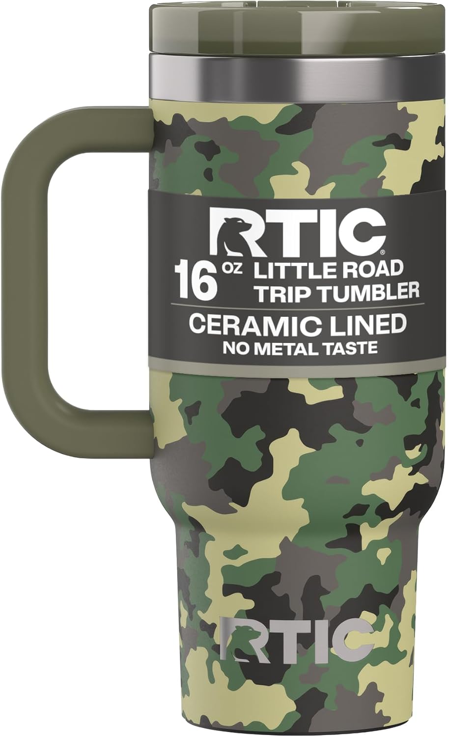 RTIC Little Road Trip Tumbler 16oz for Kids with Straw Lid and Handle, Ceramic Lined, Insulated Stainless Steel Travel Water Mug Cup, Leak-Proof, RTIC Ice Glitter