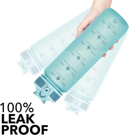 Hyeta 32oz Water Bottles with Straw - Stay Motivated and Hydrated with Convenient Times to Drink Markings, Durable, Leak-proof