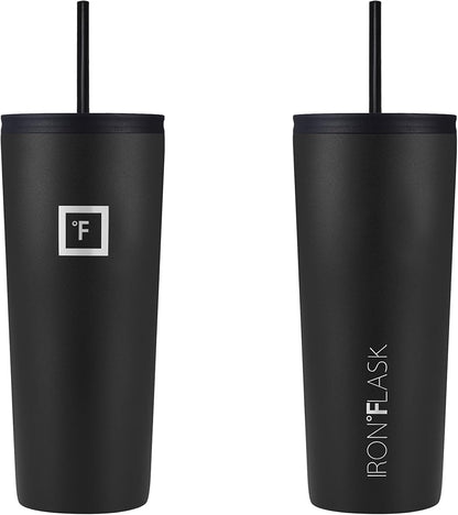 IRON °FLASK Classic Tumbler - Vacuum Insulated Stainless Steel Water Bottle, Double Walled, Drinking Cup, Insulated Travel Mug (Cobalt, 24 oz Solid Lid)