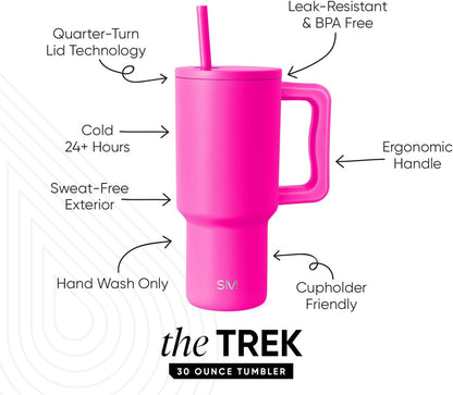 Simple Modern 40 oz Trek Tumbler with Handle and Straw Lid | Cup Holder Friendly Insulated Stainless Steel Travel Mug | Sea Glass Sage - Colors B