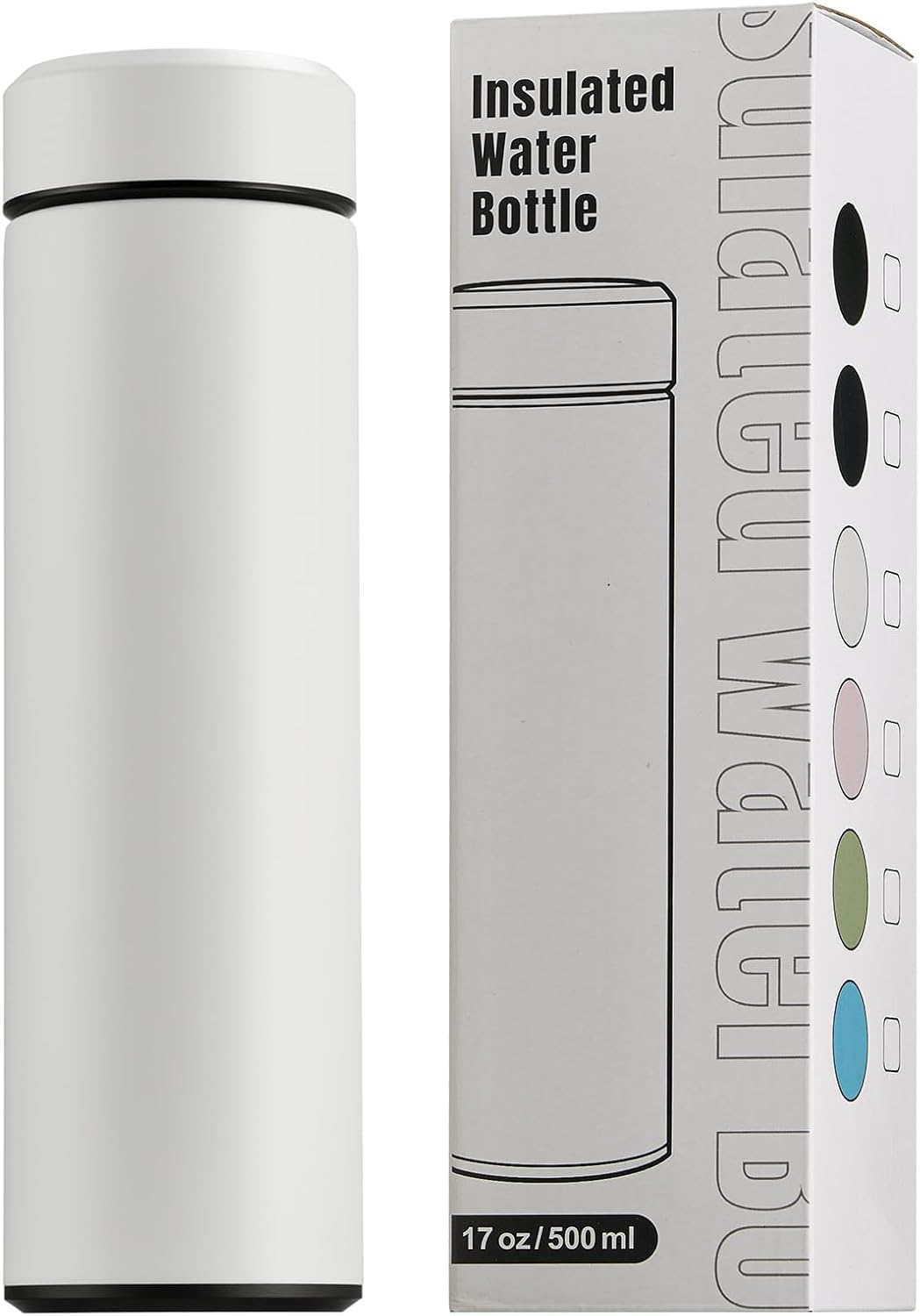 PARACITY Insulated Water Bottle,15 oz Stainless Steel Thermo, Double Wall Vacuum Water Bottle, Metal Water Bottle Keeps Hot for 12 Hrs, Cold for 24 Hrs, for Coffee, Drinks
