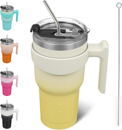 BJPKPK Tumbler With Handle And Straw Lid 40 oz Stainless Steel Insulated Coffee Tumbler Cups For Home, Office or Car,Turquoise