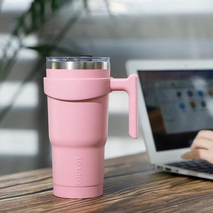 BJPKPK Tumbler With Handle And Straw Lid 40 oz Stainless Steel Insulated Coffee Tumbler Cups For Home, Office or Car,Turquoise