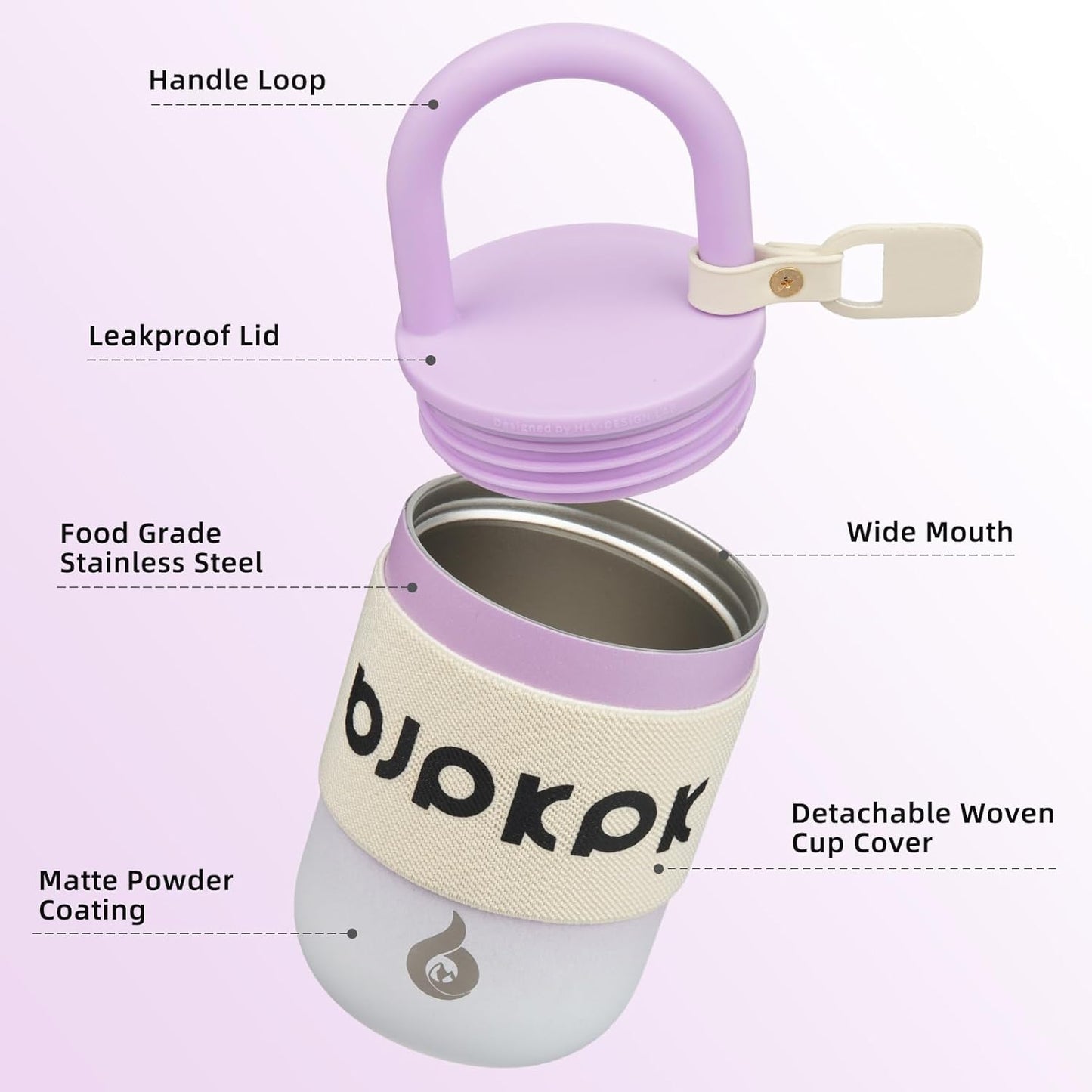 BJPKPK 13oz Insulated Stainless Steel Loop Tumbler With Lid And Handle Travel Coffee Mug Thermal Cup,Latte