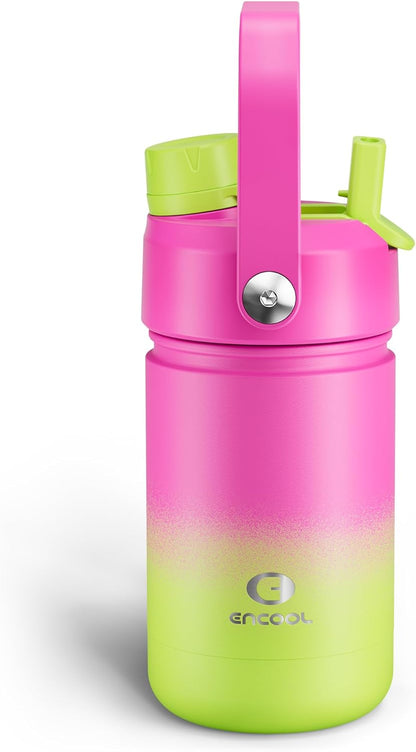 ENCOOL Insulated Water Bottle with Straw Stainless Steel Water Bottle, Leak-Proof, BPA-Free, Double Wall Vacuum Keeps Cold for 24 Hours for Sports, Travel, School (26 oz, Cotton Candy) - Colors A