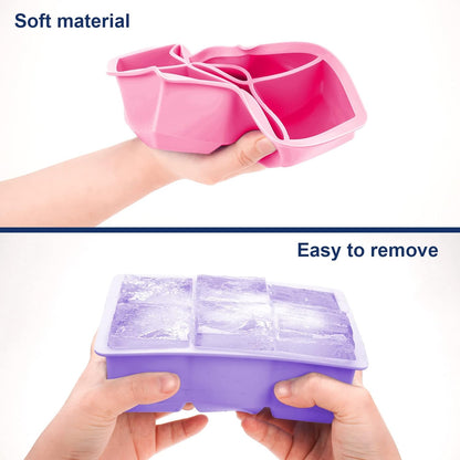 Excnorm Silicone Ice Cube Trays 3 Pack - Large Size Silicone Ice Cube Molds with Leak Proof Removable Lid Square Ice Cube Tray And BPA Free for Cocktail,Whiskey, Stackable Flexible Ice