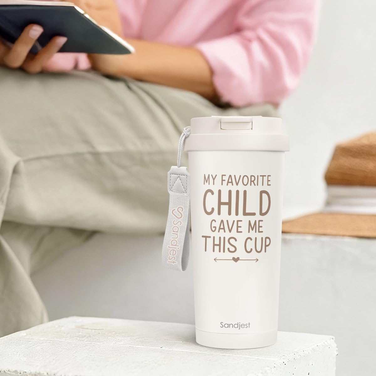 SANDJEST American Flag Tumbler - Stainless Steel 2-in-1 Lid Coffee Tumbler 18 oz, Patriotic Insulated Travel Mug Gift for Men Husband Dad, Birthday Christmas