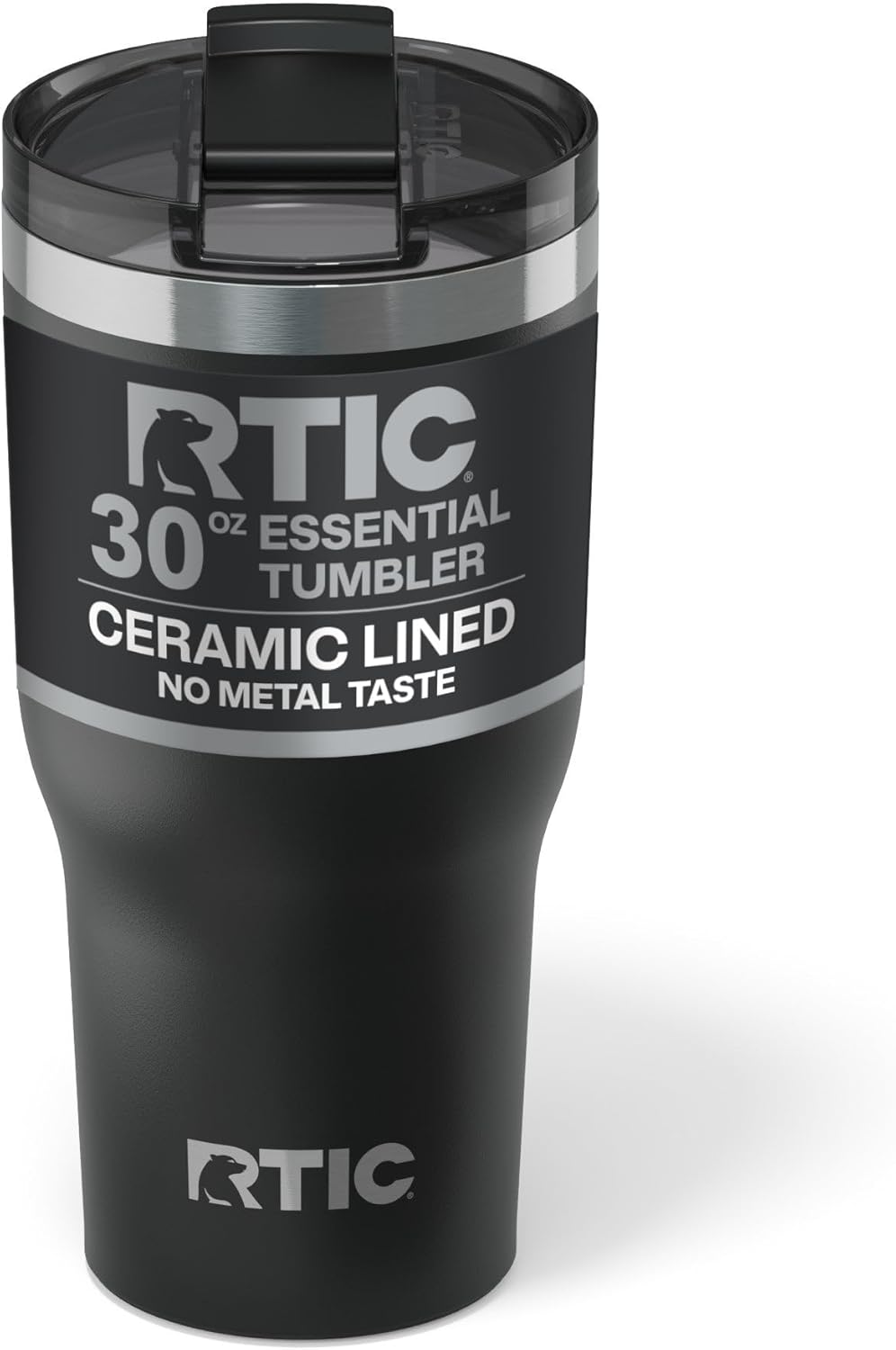 RTIC 20oz Essential Tumbler with Lid, Ceramic Lined, Insulated, Stainless Steel, Metal, Double Wall Vacuum-Insulation, Travel Cup for Iced Coffee, Tea, Hot and Cold Drink, Graphite